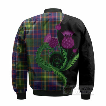 Arnott Tartan Bomber Jacket Traditional Scottish Thistle - Tartan Vibes Clothing