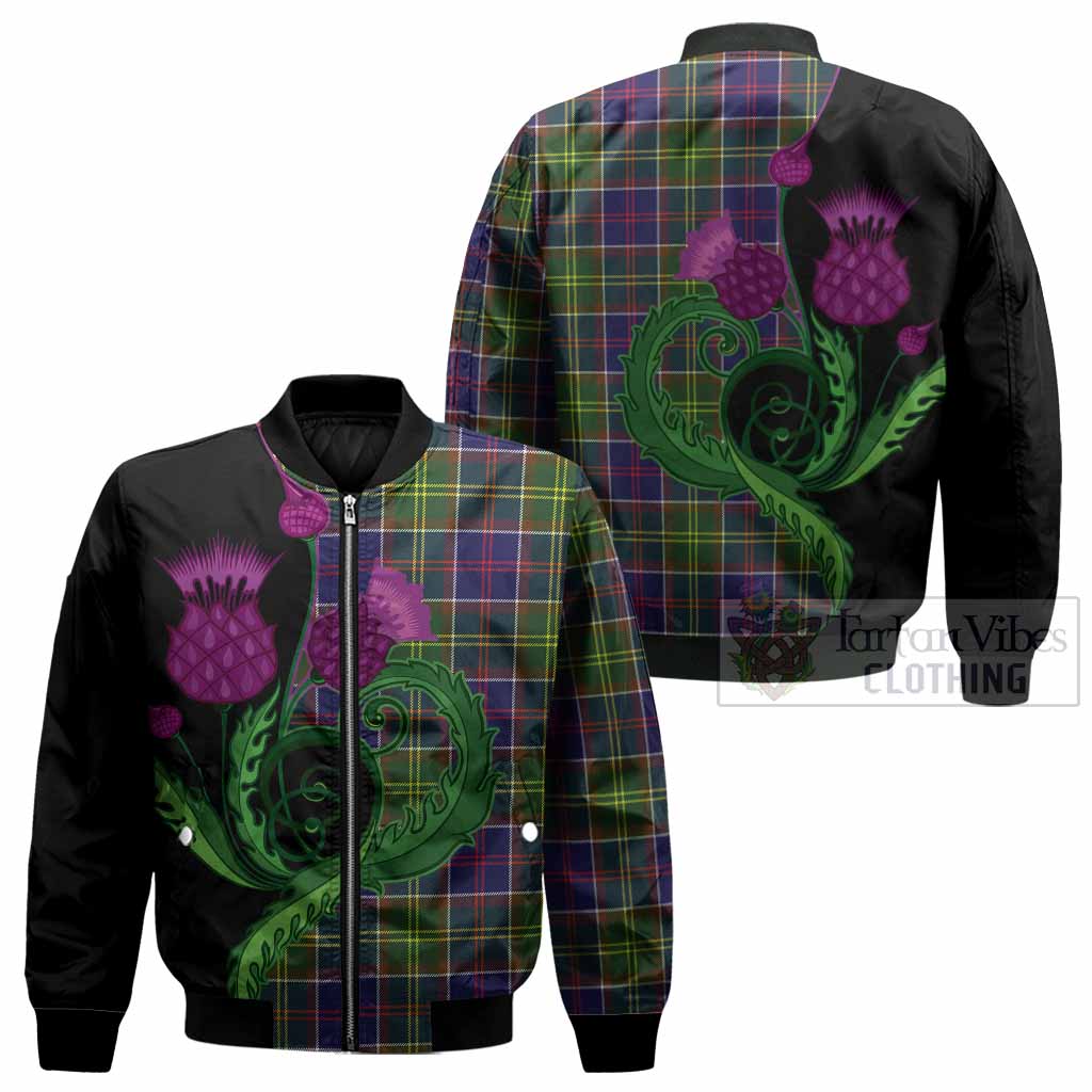 Arnott Tartan Bomber Jacket Traditional Scottish Thistle - Tartan Vibes Clothing
