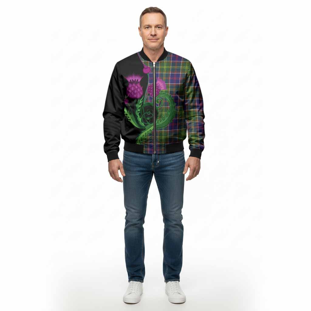 Arnott Tartan Bomber Jacket Traditional Scottish Thistle - Tartan Vibes Clothing