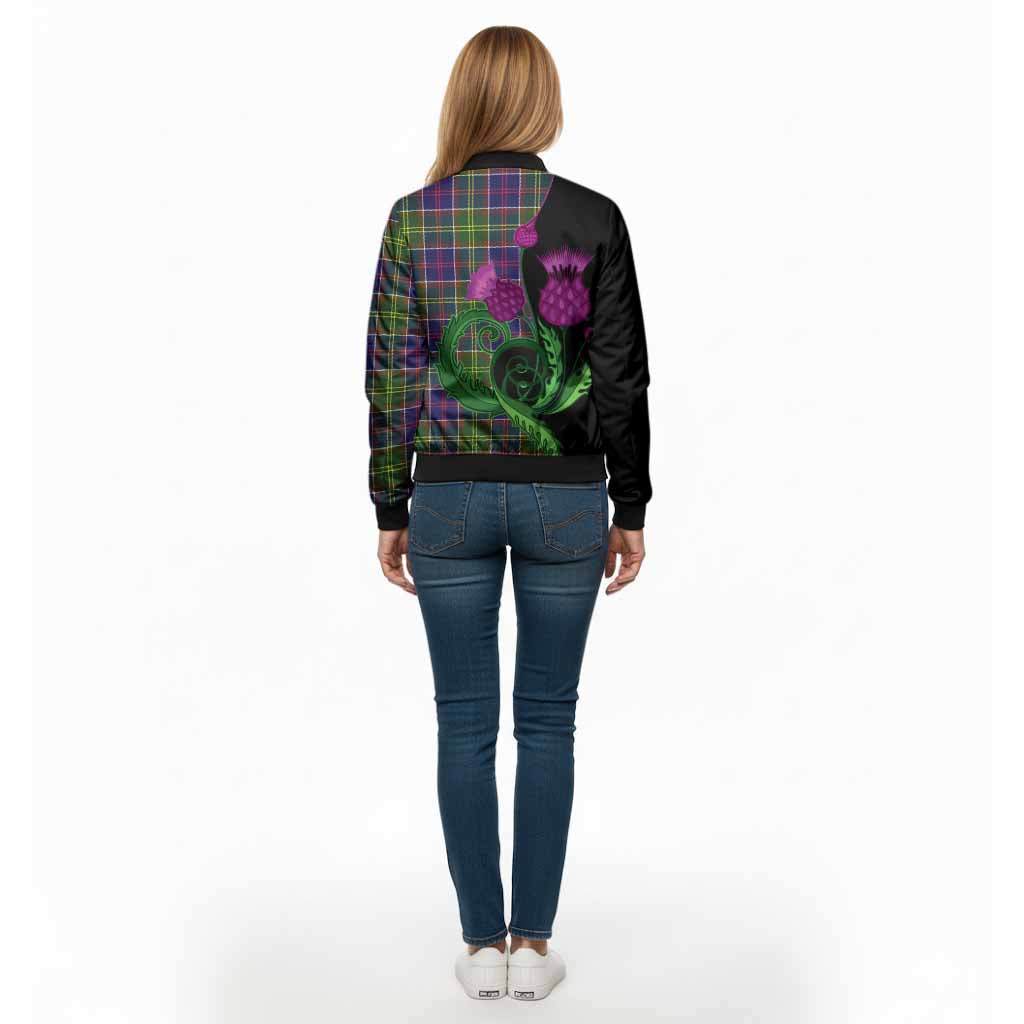 Arnott Tartan Bomber Jacket Traditional Scottish Thistle - Tartan Vibes Clothing