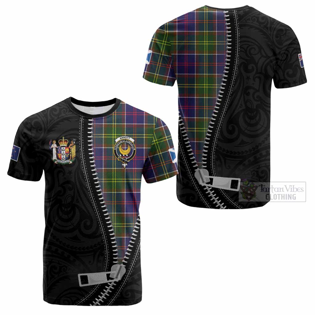 Arnott Tartan Cotton T-shirt New Zealand Pattern Unique Zipper Stylized