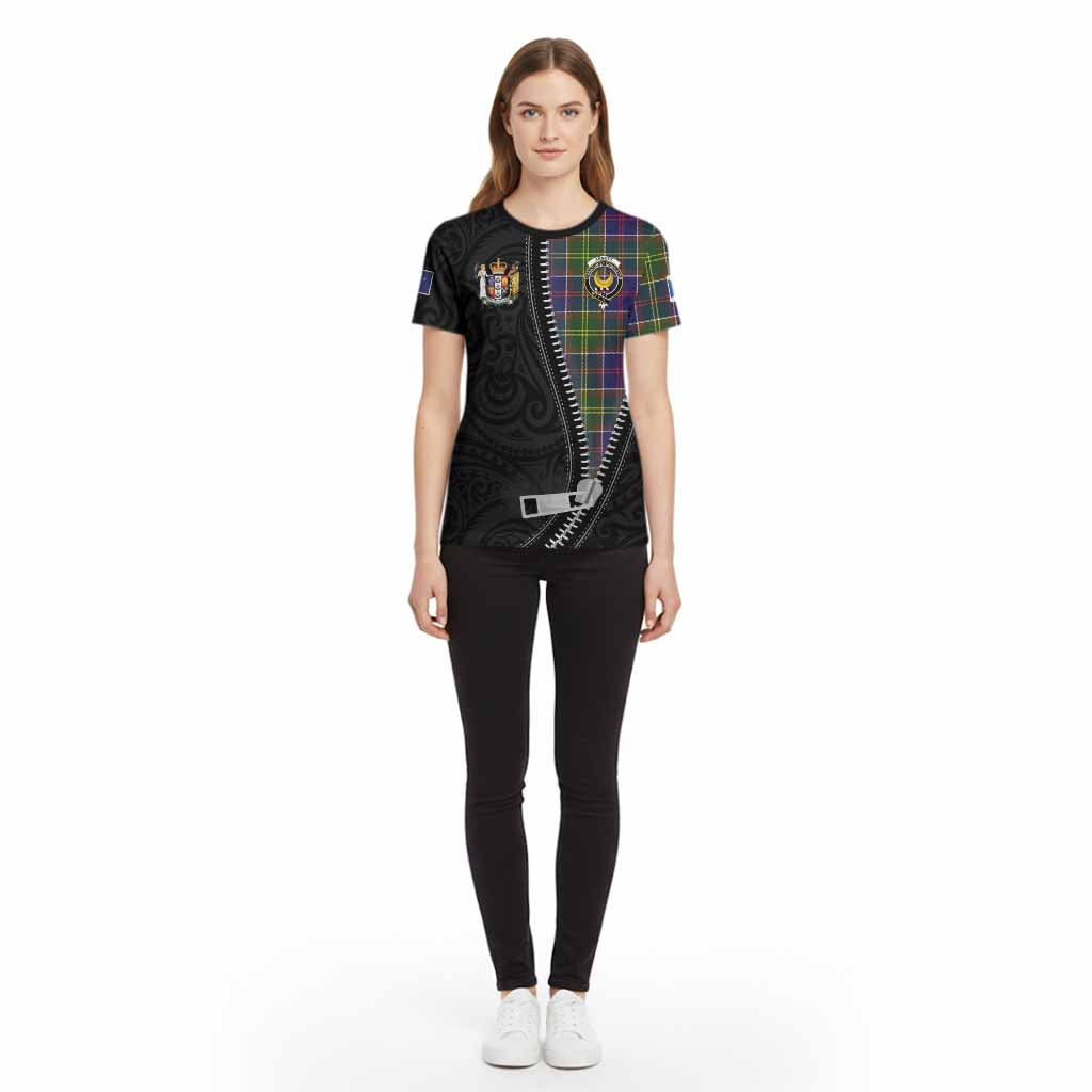 Arnott Tartan Cotton T-shirt New Zealand Pattern Unique Zipper Stylized