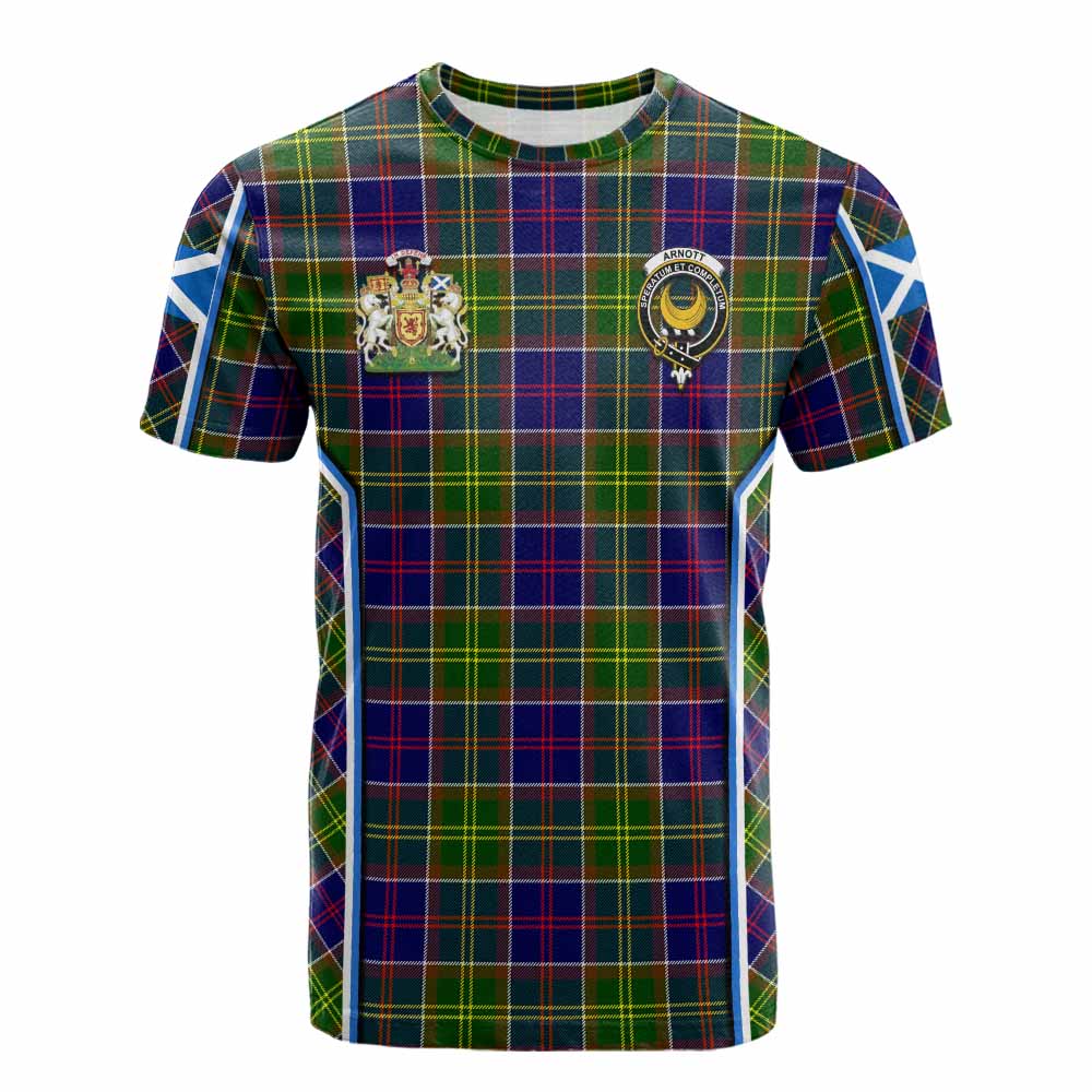 Arnott Tartan Crest Cotton T-shirt Scotland Coat of Arm Flag Style - Tartan Vibes Clothing