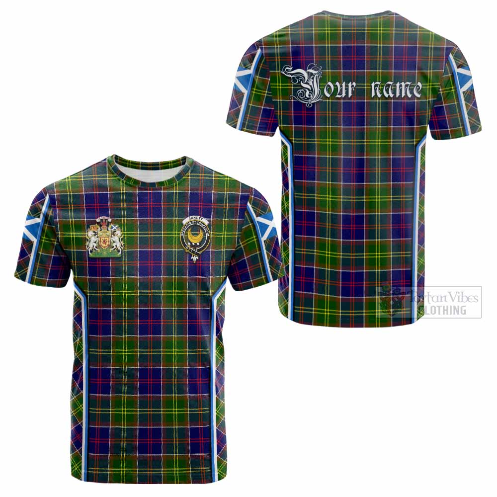 Arnott Tartan Crest Cotton T-shirt Scotland Coat of Arm Flag Style - Tartan Vibes Clothing