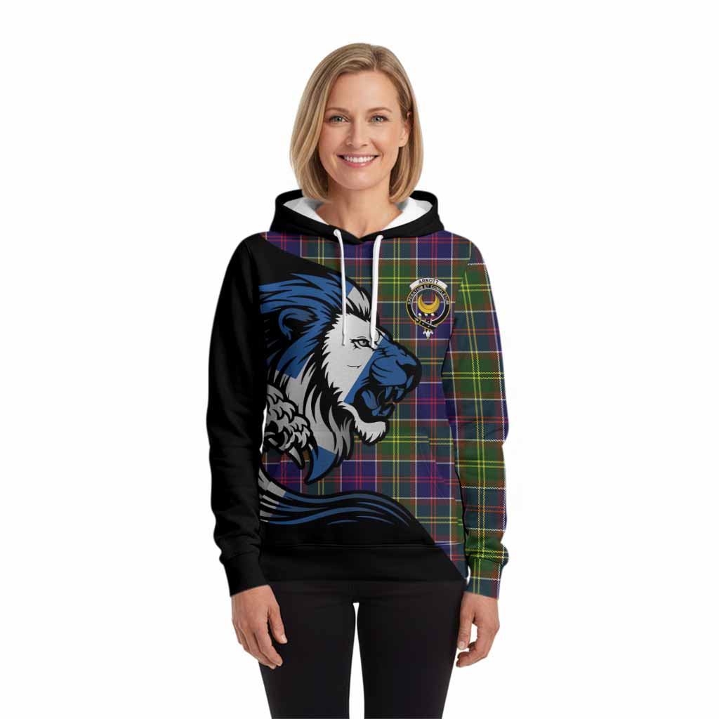 Arnott Tartan Crest Hoodie Scottish Golden Lions Wave Flow