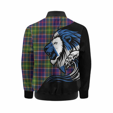 Arnott Tartan Crest Kid Bomber Jacket Scottish Golden Lions Wave Flow