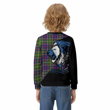 Arnott Tartan Crest Kid Knitted Sweatshirt Scottish Golden Lions Wave Flow