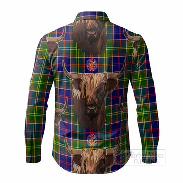 Arnott Tartan Crest Long Sleeve Button Shirts Scotland Heilan Coo Tartan Seamless Style