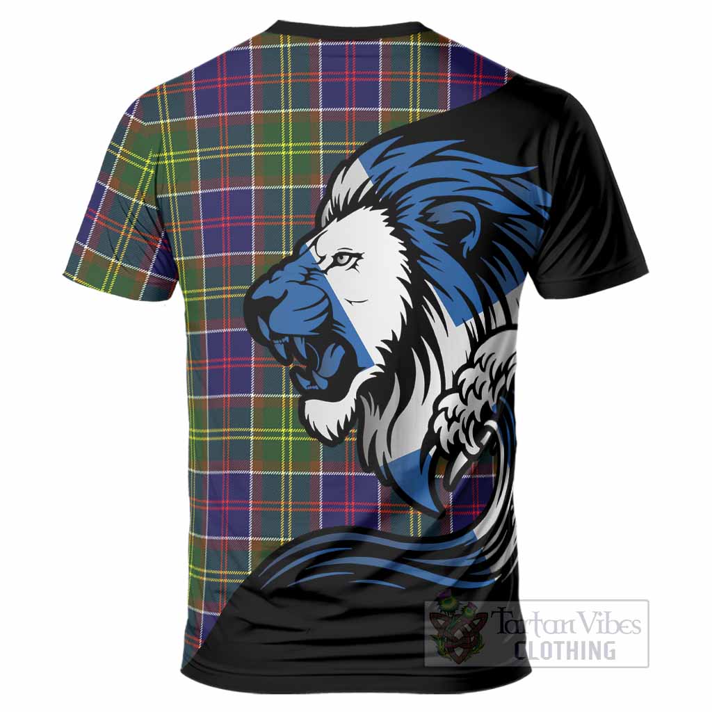 Arnott Tartan Crest T-Shirt Scottish Golden Lions Wave Flow