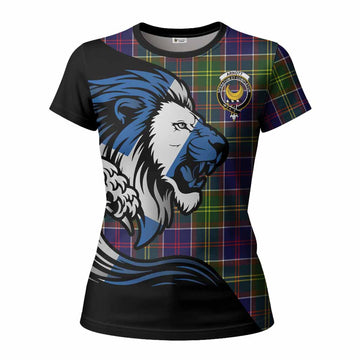 Arnott Tartan Crest Women T shirt Scottish Golden Lions Wave Flow