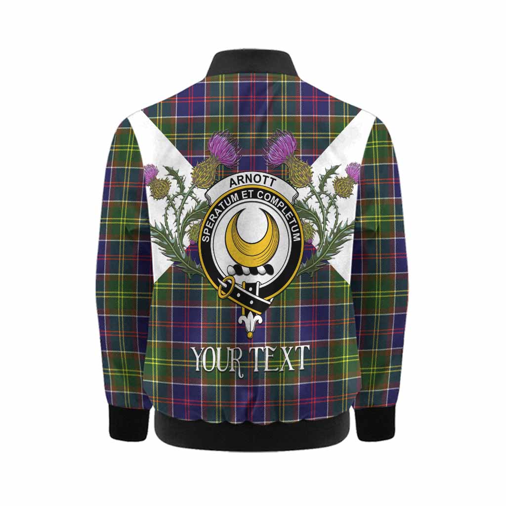 Arnott Tartan Family Crest Kid Bomber Jacket Scottish Burns Night Thistle Floral
