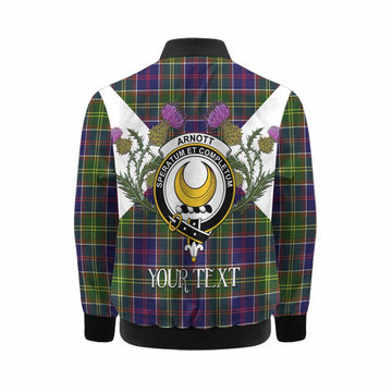 Arnott Tartan Family Crest Kid Bomber Jacket Scottish Burns Night Thistle Floral