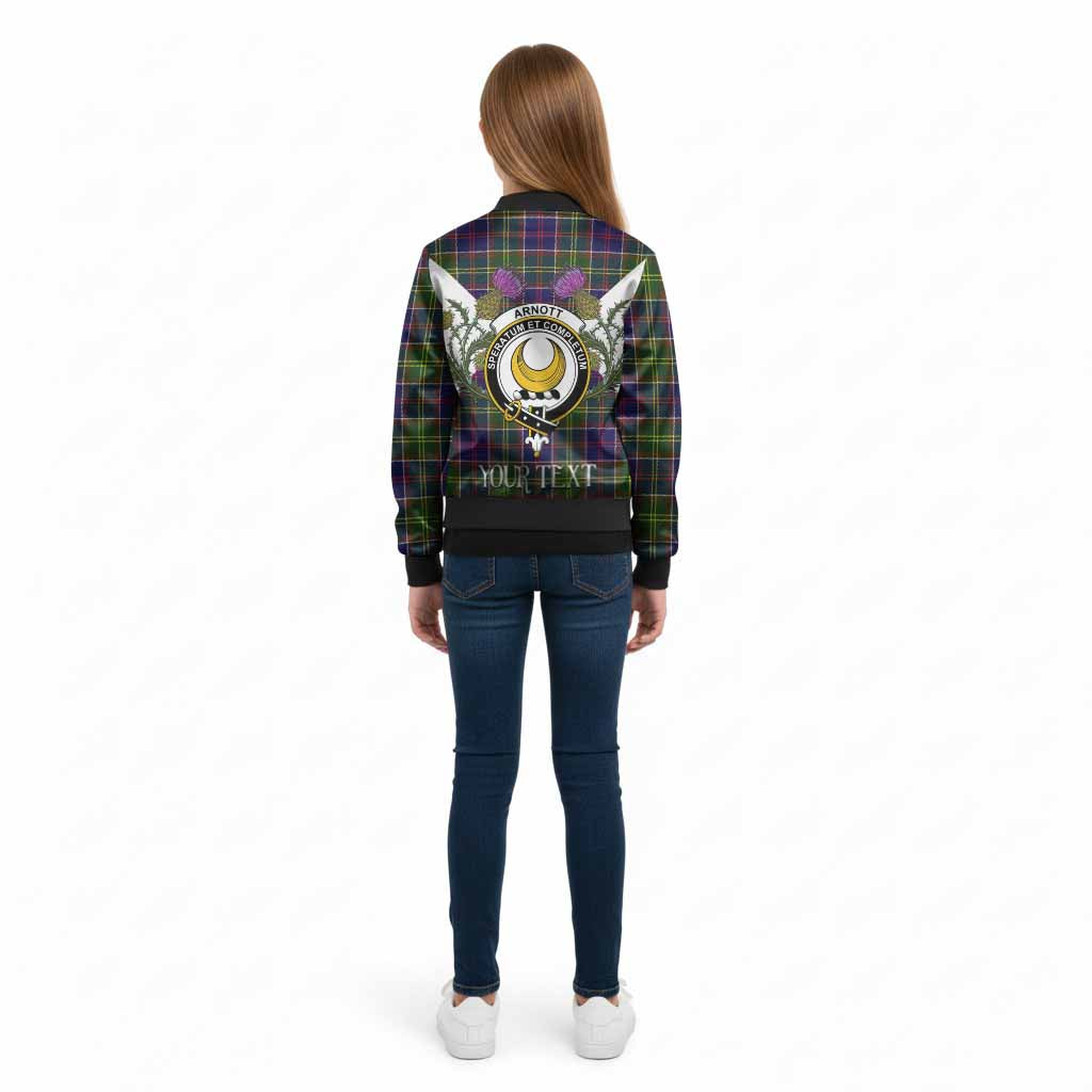 Arnott Tartan Family Crest Kid Bomber Jacket Scottish Burns Night Thistle Floral