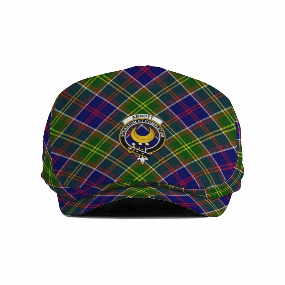 Arnott Tartan Flat Cap, Jeff Cap Cross Style with Family Crest - Tartan Vibes Clothing