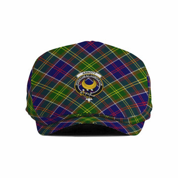 Arnott Tartan Flat Cap, Jeff Cap Cross Style with Family Crest