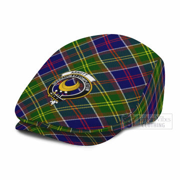 Arnott Tartan Flat Cap, Jeff Cap Cross Style with Family Crest
