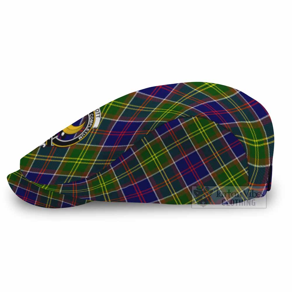 Arnott Tartan Flat Cap, Jeff Cap Cross Style with Family Crest - Tartan Vibes Clothing