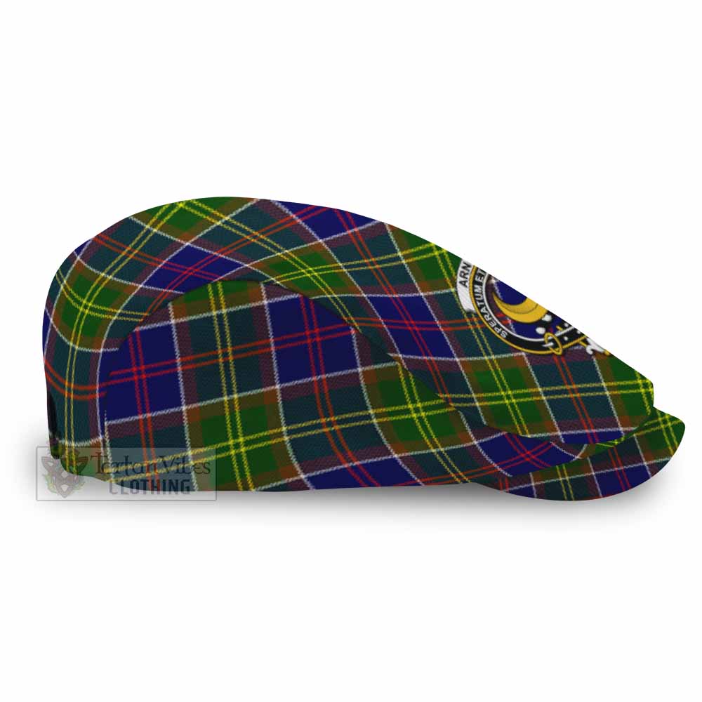 Arnott Tartan Flat Cap, Jeff Cap Cross Style with Family Crest - Tartan Vibes Clothing
