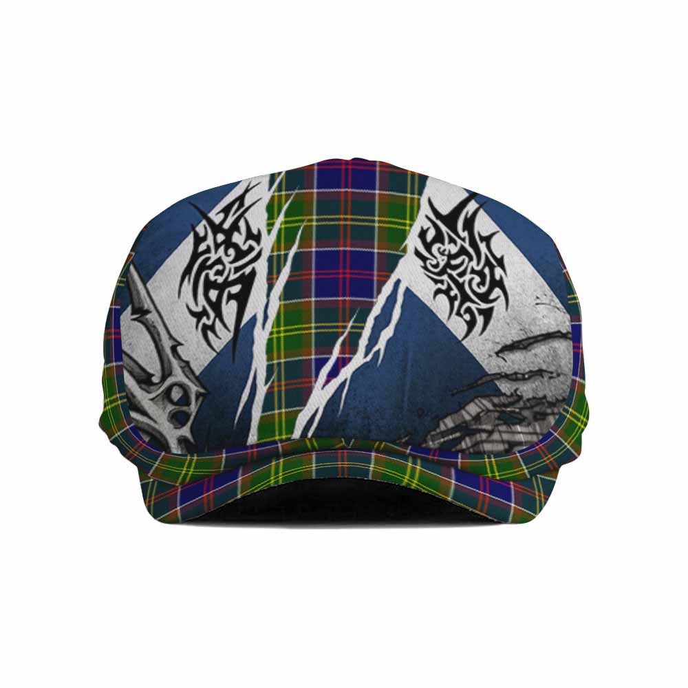 Arnott Tartan Flat Cap, Jeff Cap Scotland Flag Ripped Tribal Design