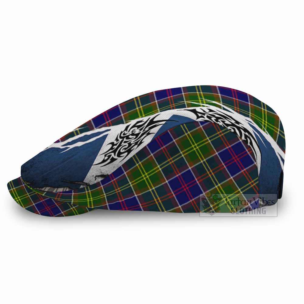 Arnott Tartan Flat Cap, Jeff Cap Scotland Flag Ripped Tribal Design