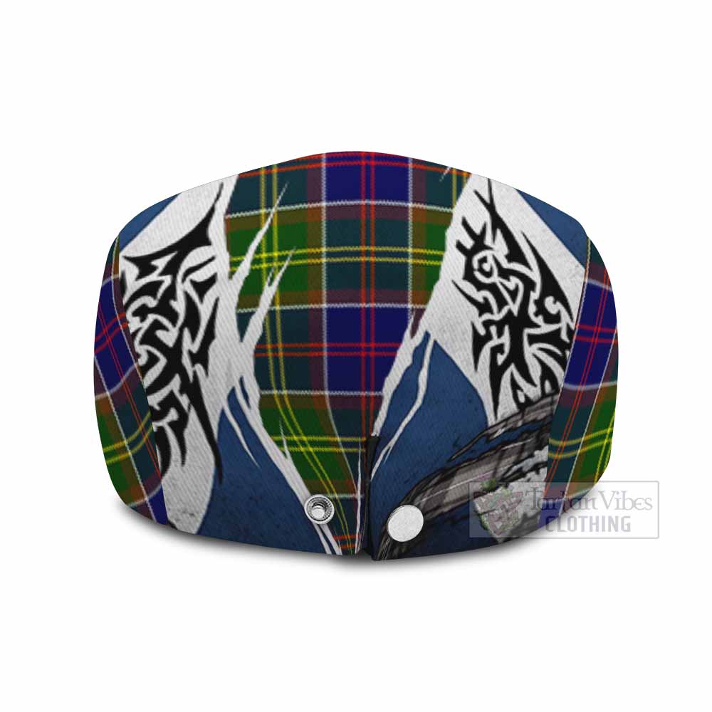 Arnott Tartan Flat Cap, Jeff Cap Scotland Flag Ripped Tribal Design