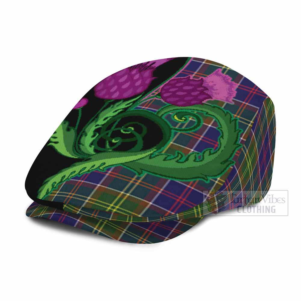 Arnott Tartan Flat Cap, Jeff Cap Traditional Scottish Thistle