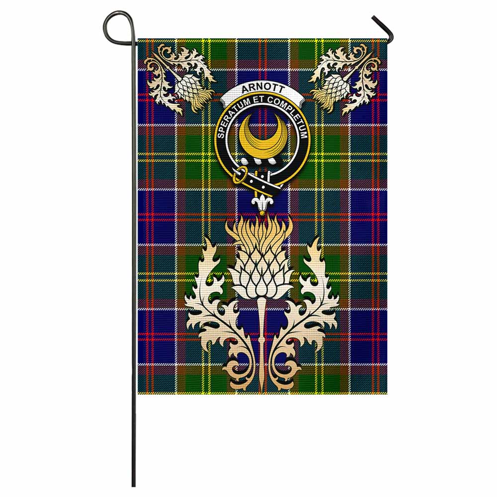 Arnott Tartan Garden Flag with Golden Regal Scottish Thistle Emblem