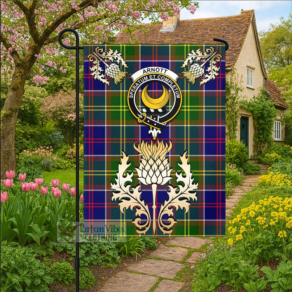 Arnott Tartan Garden Flag with Golden Regal Scottish Thistle Emblem