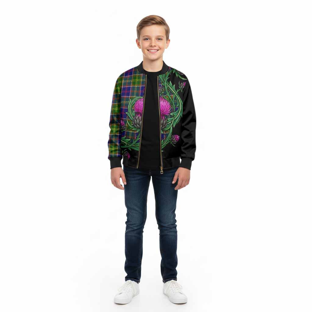 Arnott Tartan Kid Bomber Jacket Resilient Scottish Thistle - Tartan Vibes Clothing