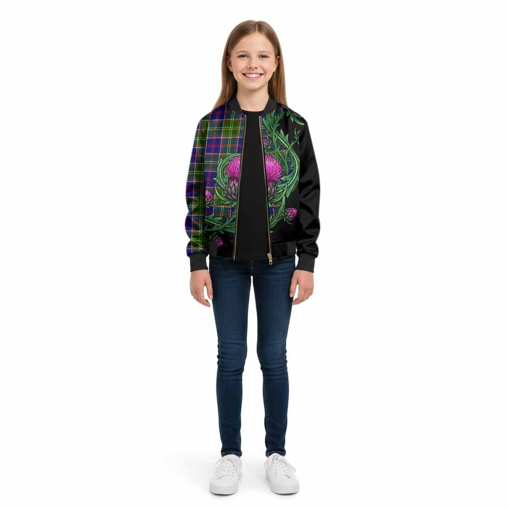 Arnott Tartan Kid Bomber Jacket Resilient Scottish Thistle - Tartan Vibes Clothing