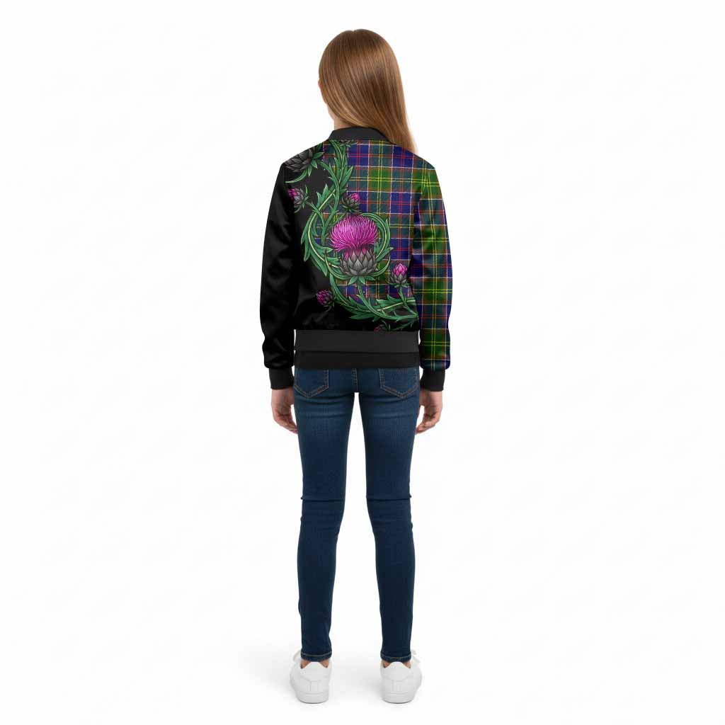 Arnott Tartan Kid Bomber Jacket Resilient Scottish Thistle - Tartan Vibes Clothing