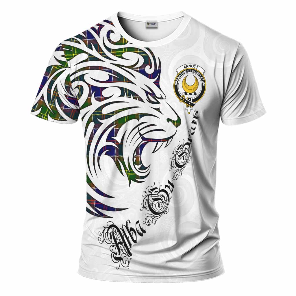 Arnott Tartan Lion Roar T-Shirt Alba Gu Brath with Celtic Motifs