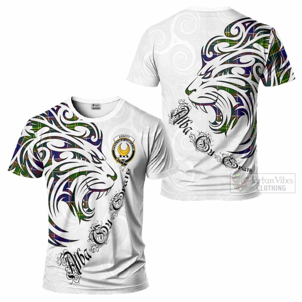 Arnott Tartan Lion Roar T-Shirt Alba Gu Brath with Celtic Motifs