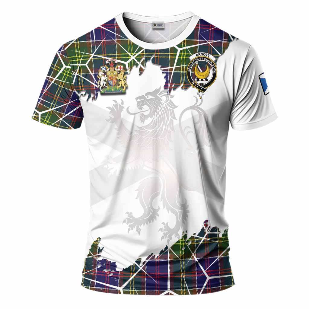 Arnott Tartan T-Shirt with Family Crest and Lion Rampant Grunge Style