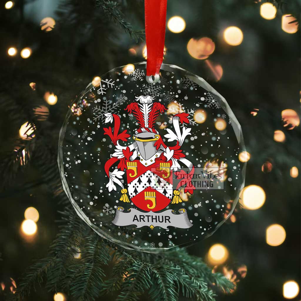 Arthur Irish Clan Christmas Glass Ornament with Coat of Arms - 2D-tartanvibesclothing