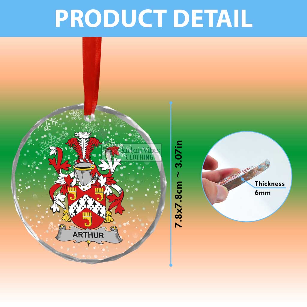Arthur Irish Clan Christmas Glass Ornament with Coat of Arms - 2D-tartanvibesclothing