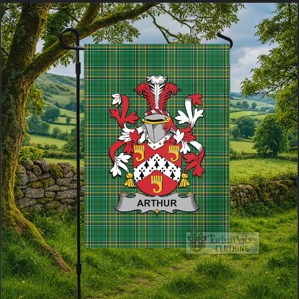 Arthur Irish Clan Tartan Flag with Coat of Arms