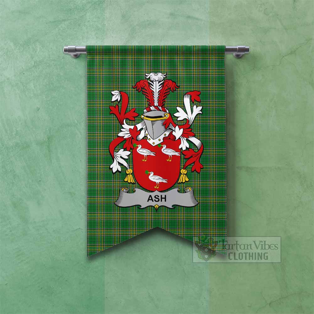 Ash Irish Clan Tartan Gonfalon, Tartan Banner with Coat of Arms Fishtail - Tartan Vibes Clothing