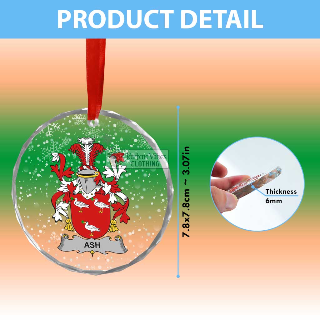 Ash Irish Clan Christmas Glass Ornament with Coat of Arms - 2D-tartanvibesclothing