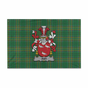 Ash Irish Clan Tartan House Flag with Coat of Arms