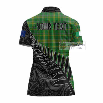 Ashborne Irish Clan Tartan Women's Polo Shirt with Coat of Arms New Zealand Silver Fern Half Style