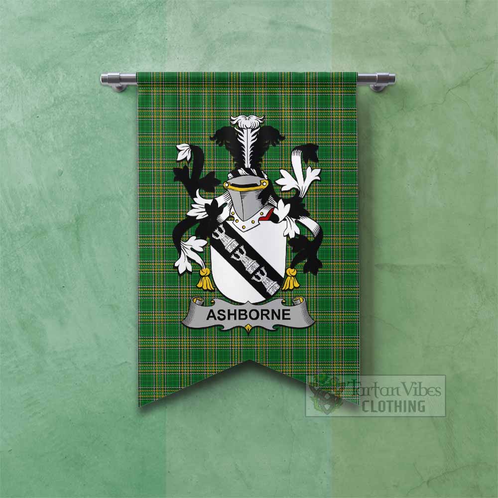 Tartan Vibes Clothing Ashborne Irish Clan Tartan Gonfalon, Tartan Banner with Coat of Arms