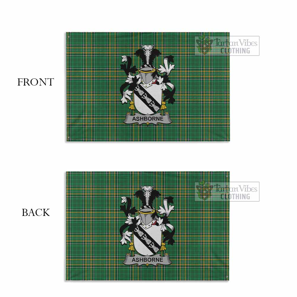 Tartan Vibes Clothing Ashborne Irish Clan Tartan House Flag with Coat of Arms