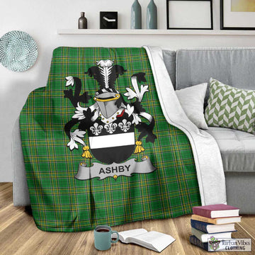 Tartan Vibes Clothing Ashby Irish Clan Tartan Blanket with Coat of Arms