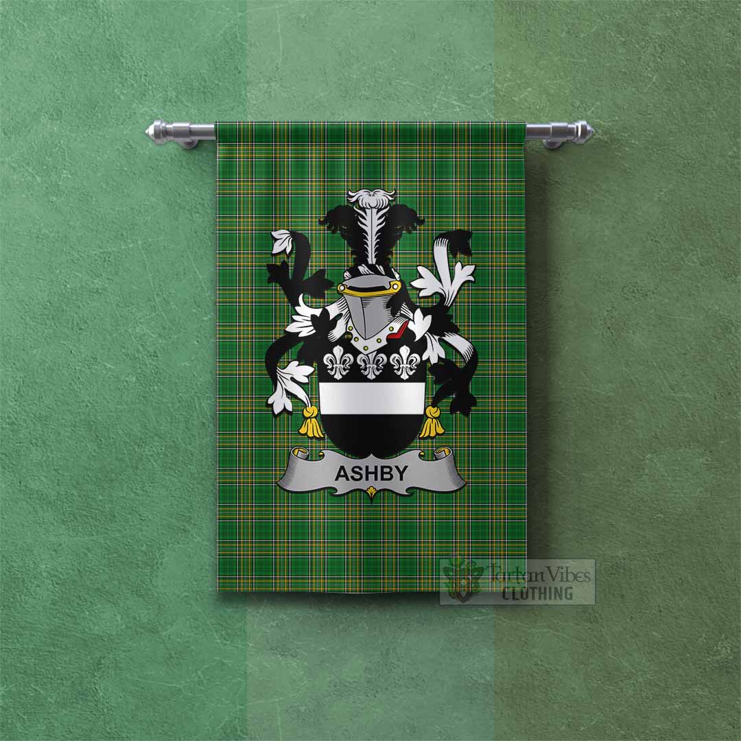 Tartan Vibes Clothing Ashby Irish Clan Tartan Gonfalon, Tartan Banner with Coat of Arms