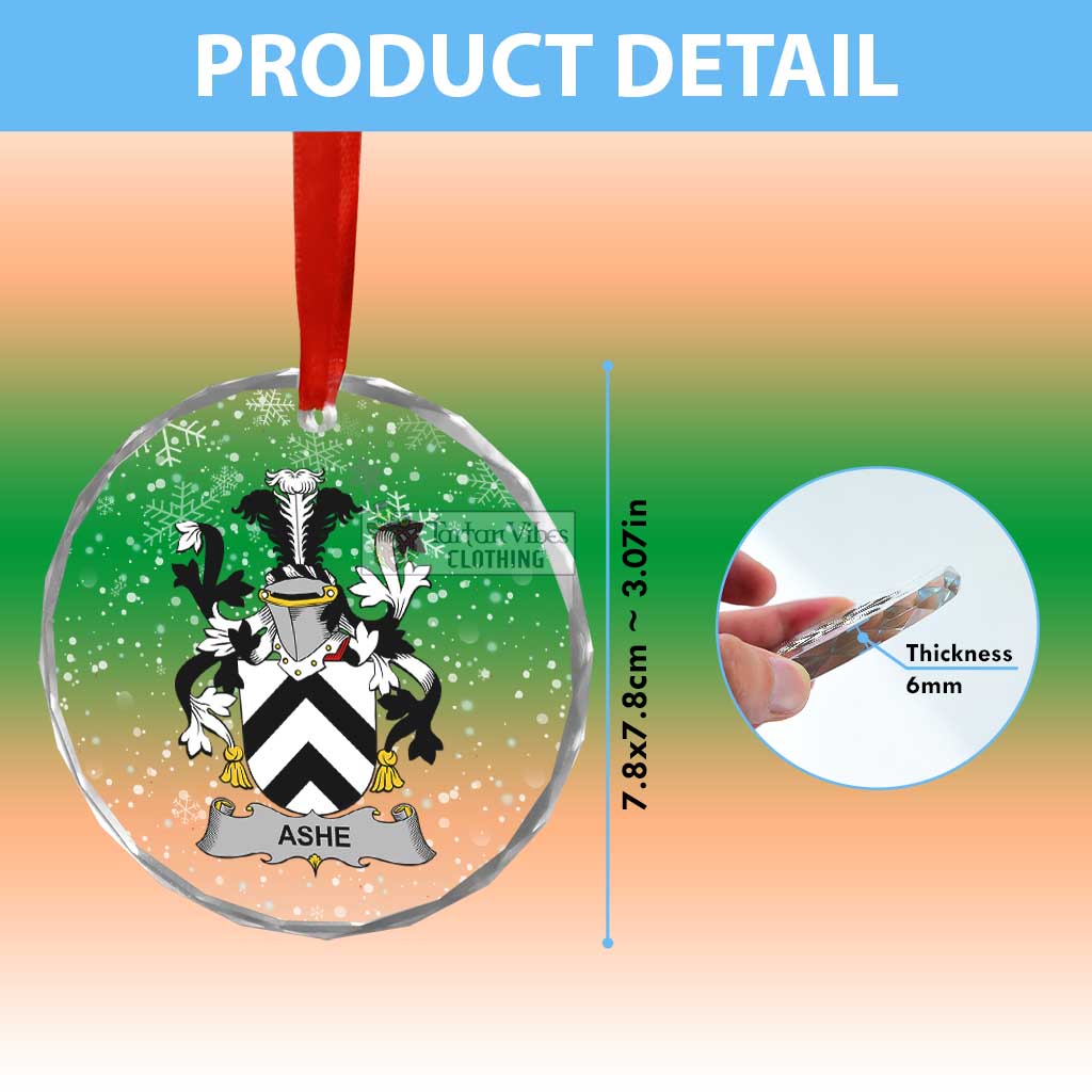 Tartan Vibes Clothing Ashe Irish Clan Christmas Glass Ornament with Coat of Arms