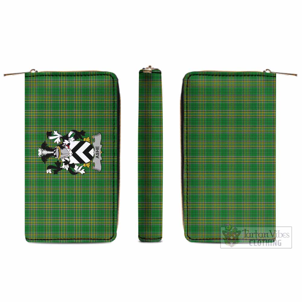 Tartan Vibes Clothing Ashe Irish Clan Tartan Women's Leather Wallet with Coat of Arms