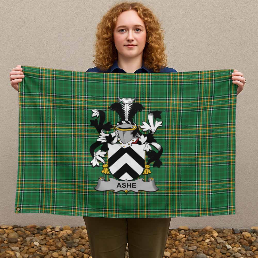 Tartan Vibes Clothing Ashe Irish Clan Tartan House Flag with Coat of Arms