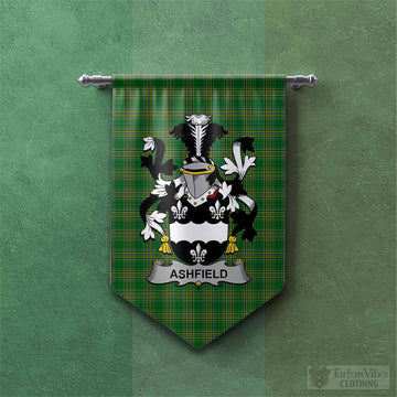 Tartan Vibes Clothing Ashfield Irish Clan Tartan Gonfalon, Tartan Banner with Coat of Arms