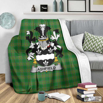 Tartan Vibes Clothing Ashfield Irish Clan Tartan Blanket with Coat of Arms